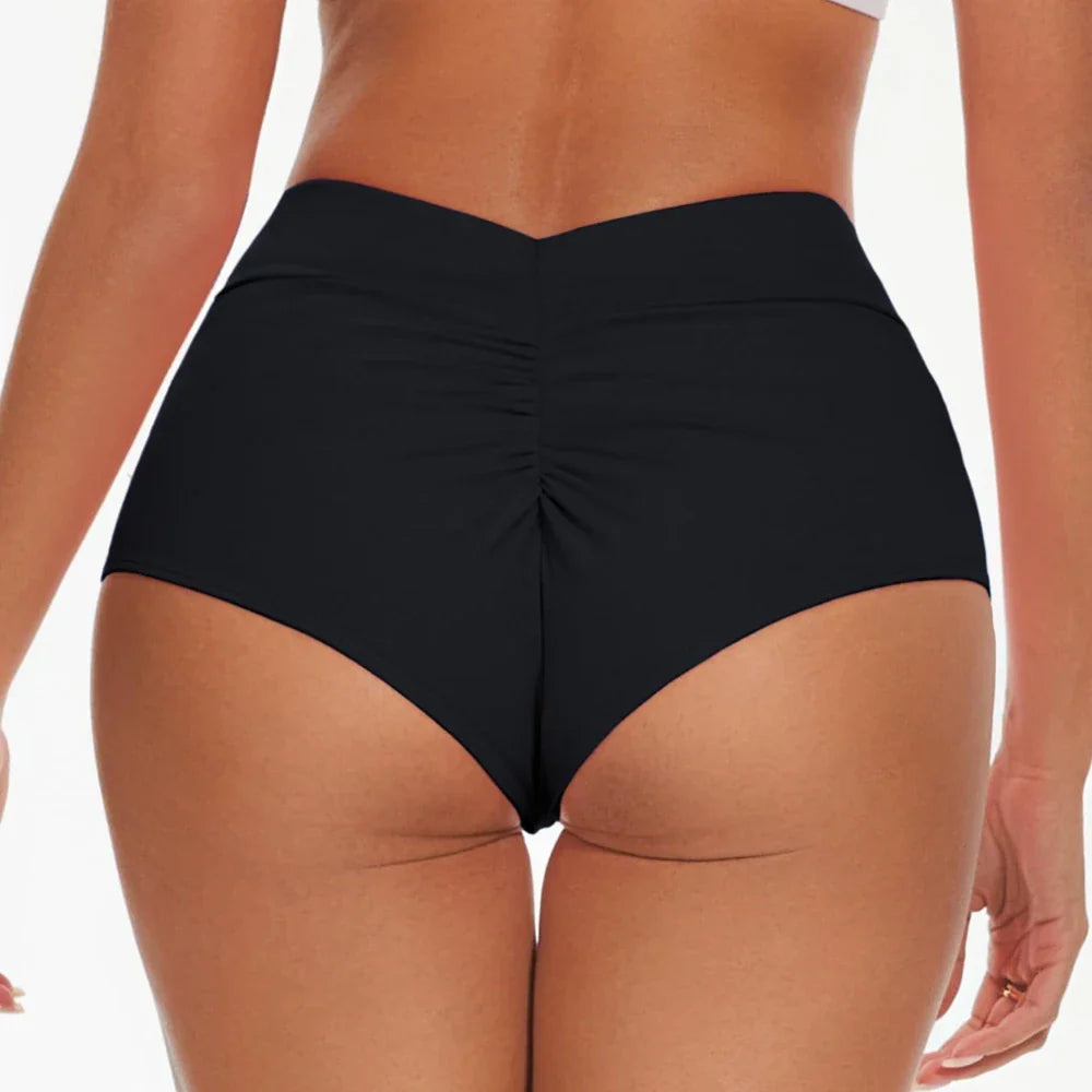 Shorts de sport taille haute avec fronces