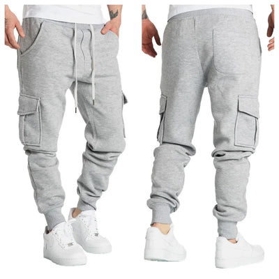 Pantalons de survêtement droits pour hommes avec cordon de serrage et poches