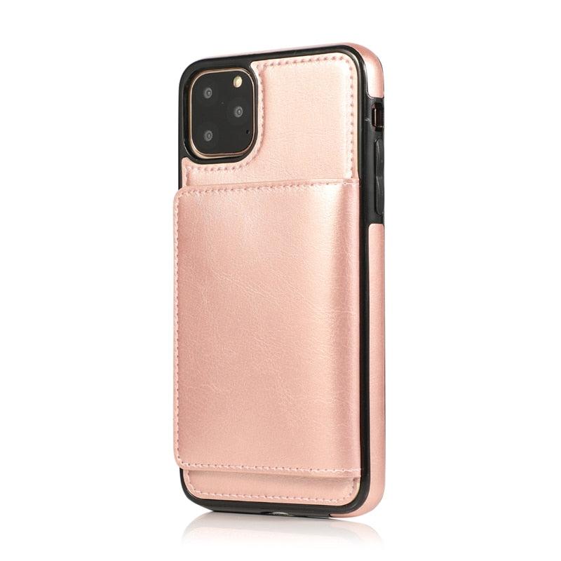 Premium Leather Wallet Case for iPhone 11 Pro Max, XS Max, XR, X, 8, 7, 6S, 6Plus, 5, 5S - Shockproof with Card Holder - Korvel