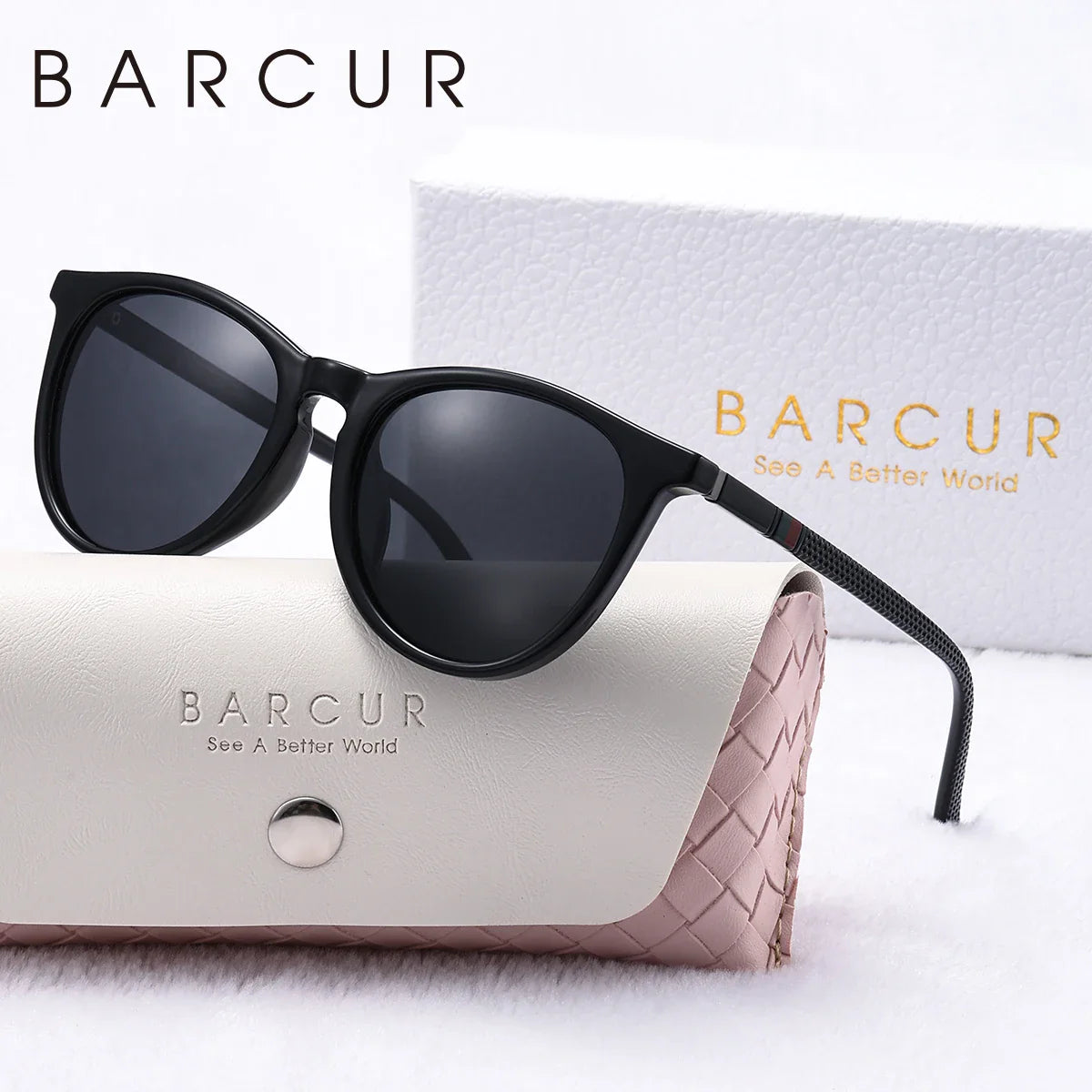 Lunettes de soleil rondes roses BARCUR pour femmes