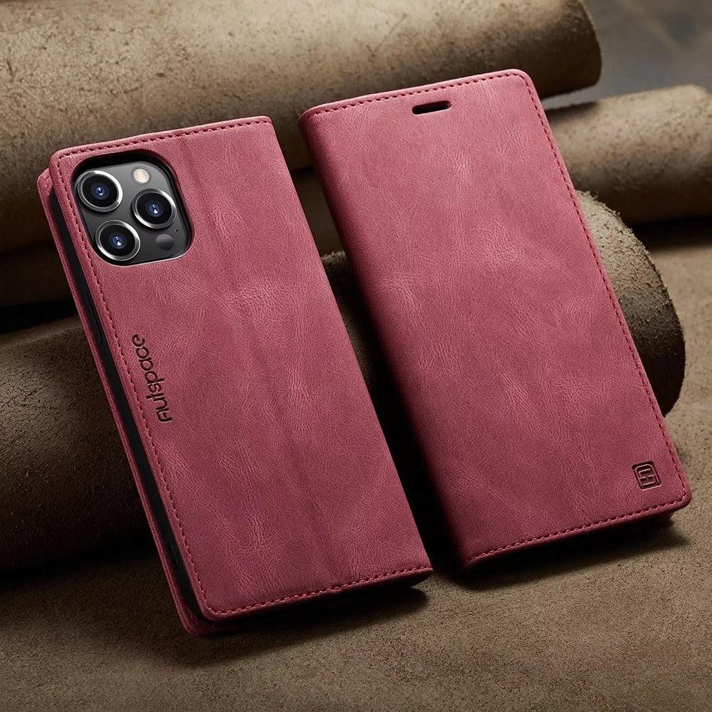 Premium Vintage Wallet Case for iPhone - Leather Flip Cover