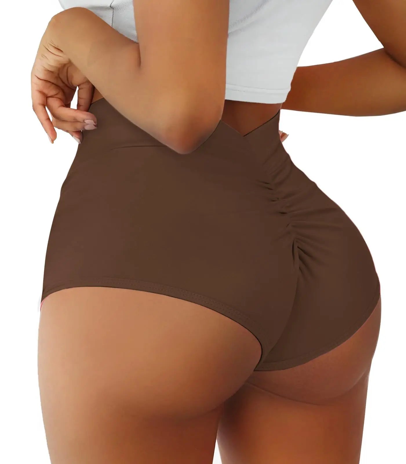 Shorts de sport taille haute avec fronces