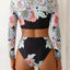 Vintage Floral Long Sleeve Bikini Set