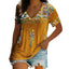 Camiseta de Manga Corta con Escote en V Bohemio