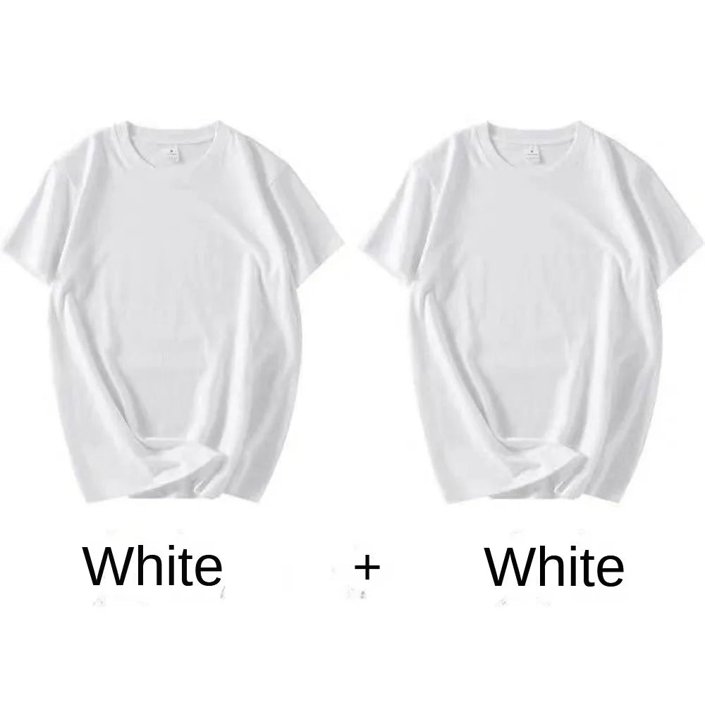 Paquete de 2 camisetas de algodón blancas unisex de corte holgado