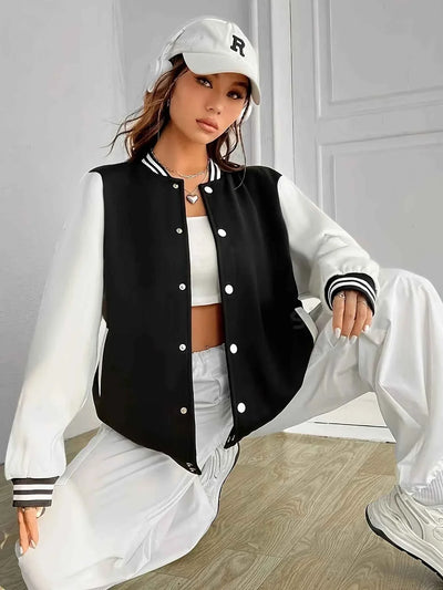 Veste de baseball varsity en polaire pour femmes