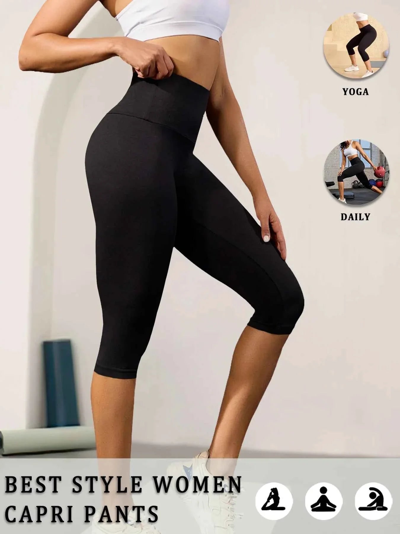 Pantalones de Yoga Capri de Cintura Alta - Comodidad Premium
