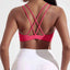Solid Color Cross Fitness Bra with Chest Pad
