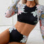 Vintage Floral Long Sleeve Bikini Set