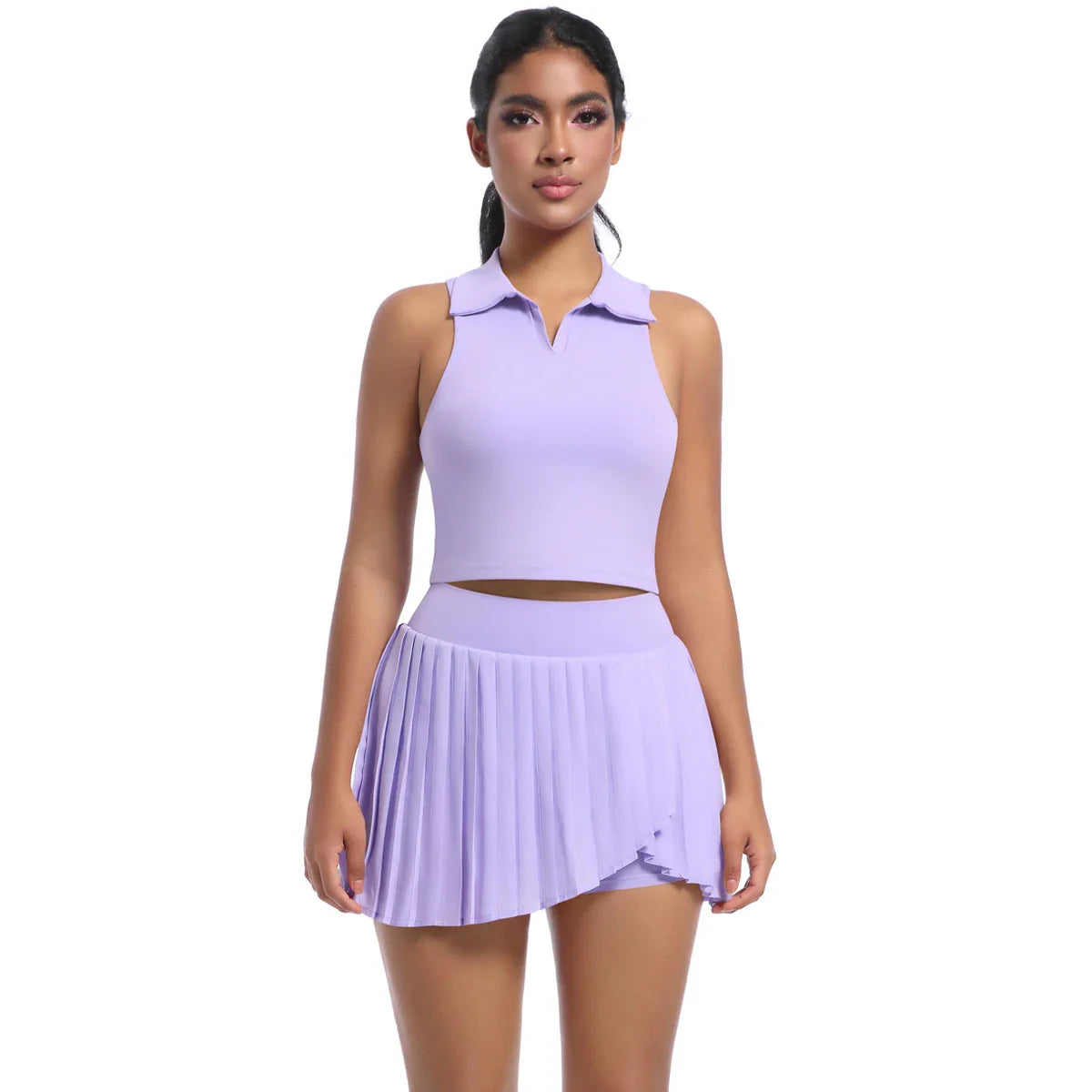 2 PCS Women's Yoga Gym Set: Bra & Skirt