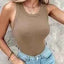 Summer Ribbed Tank Top with Built-In Bra Pads