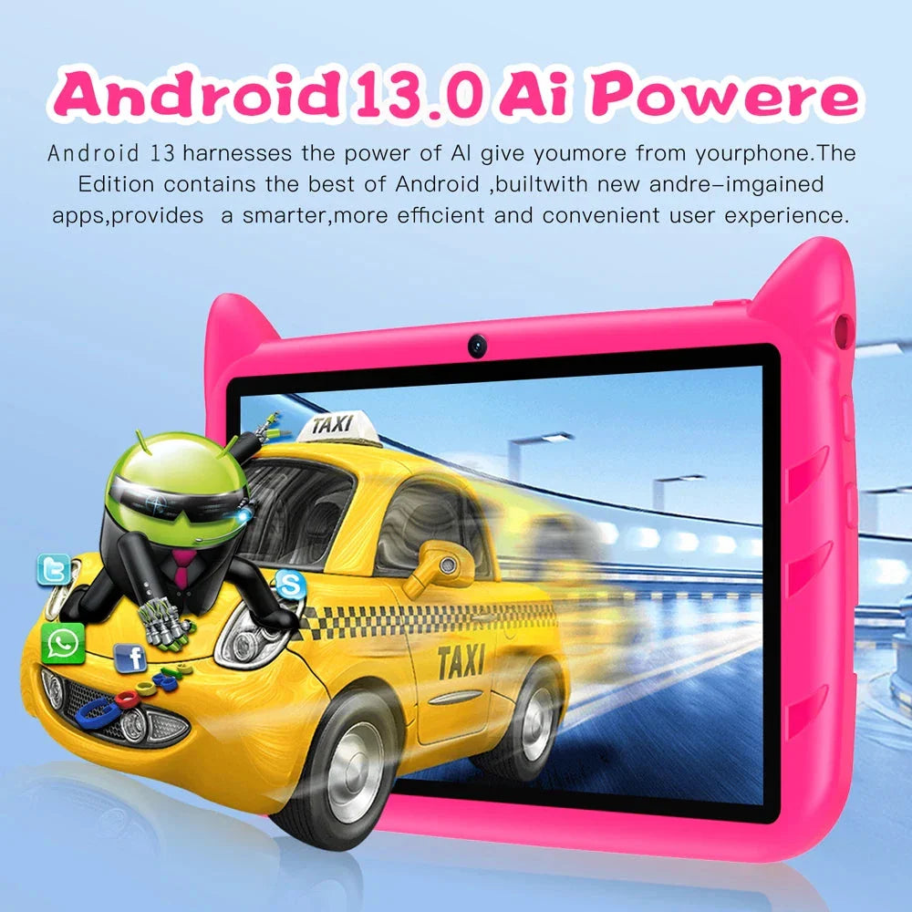 Tablette pour enfants BDF 7 pouces - Android 13, 4 Go de RAM, 64 Go de stockage