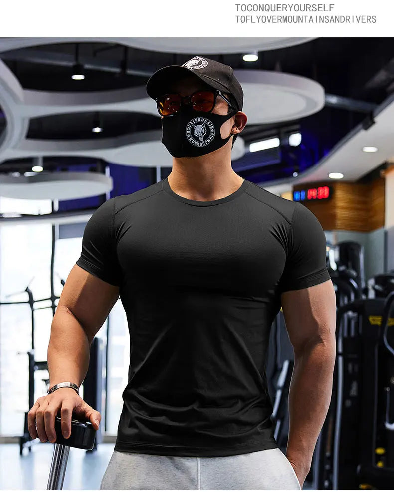 T-shirts de sport pour hommes grande taille en tissu Dry Fit