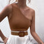 Crop Top de Sport Femme à Une Épaule