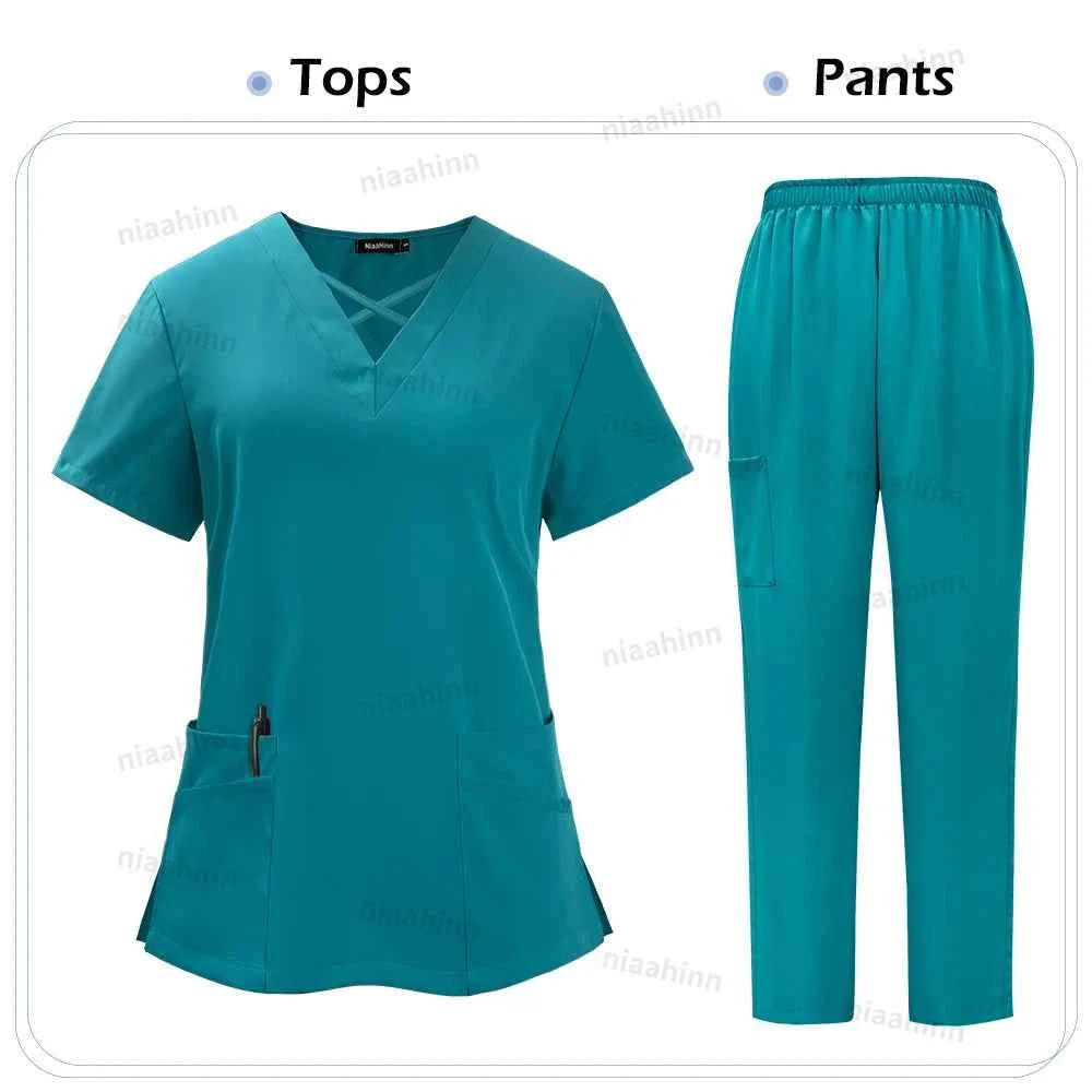 Premium Spandex Scrub Uniform Set - Top & Pants