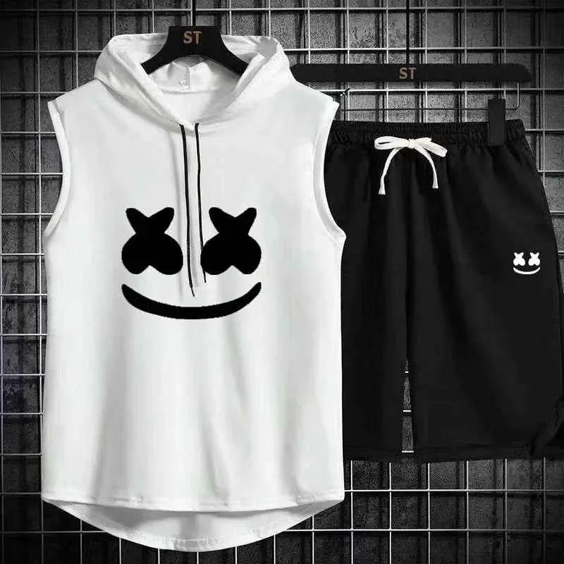 Conjunto de chándal con capucha casual para hombres de verano