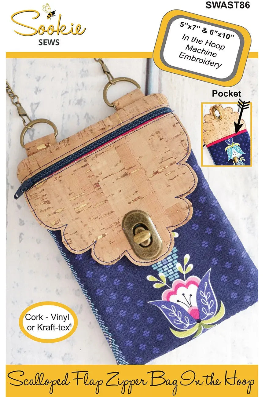 Elegant Scalloped Flap Cross Body Zipper Bag