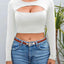 Crop Top à Manches Longues Découpé pour Femmes