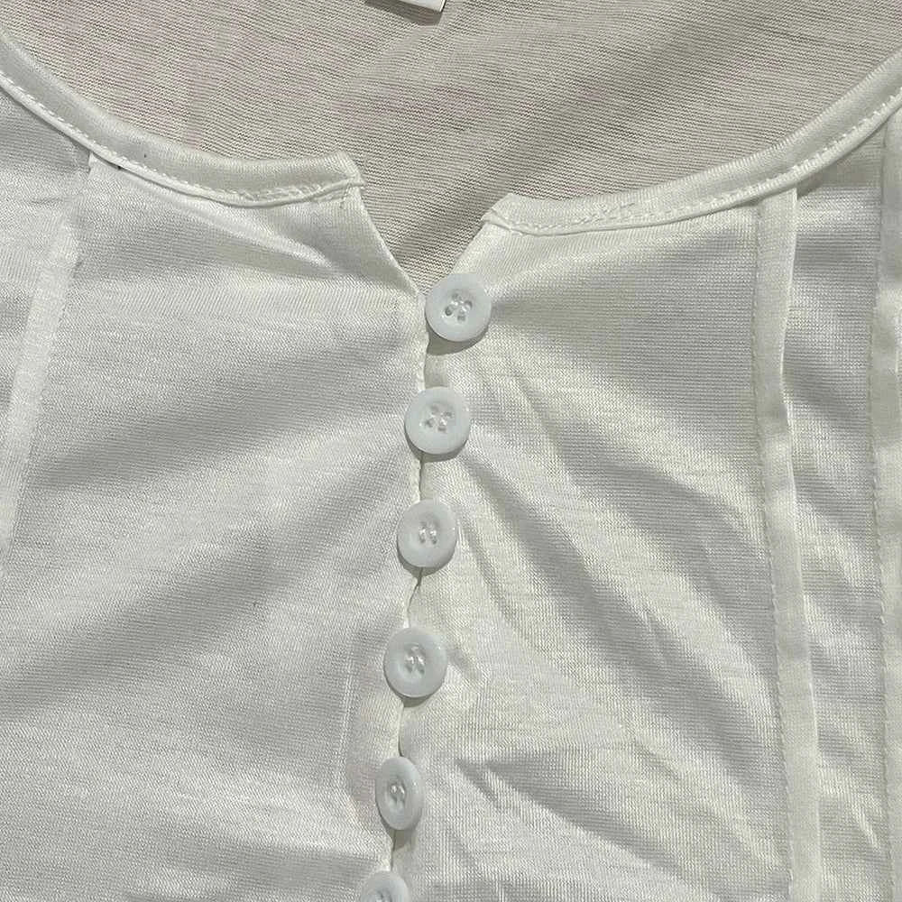 Elegant V-Neck Button T-Shirt for Women