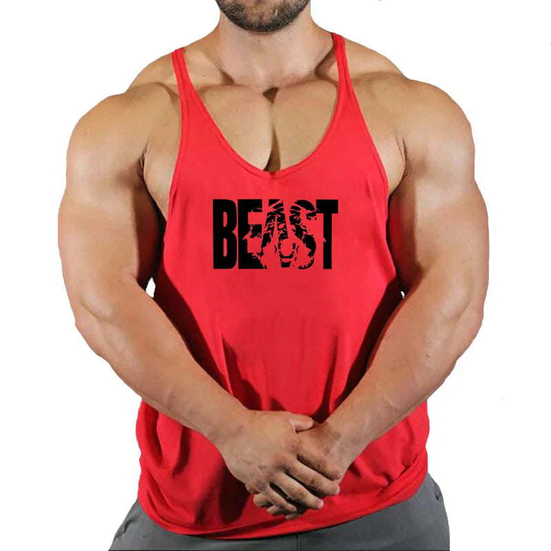 Camiseta sin mangas de algodón para hombre - Chaleco de rendimiento