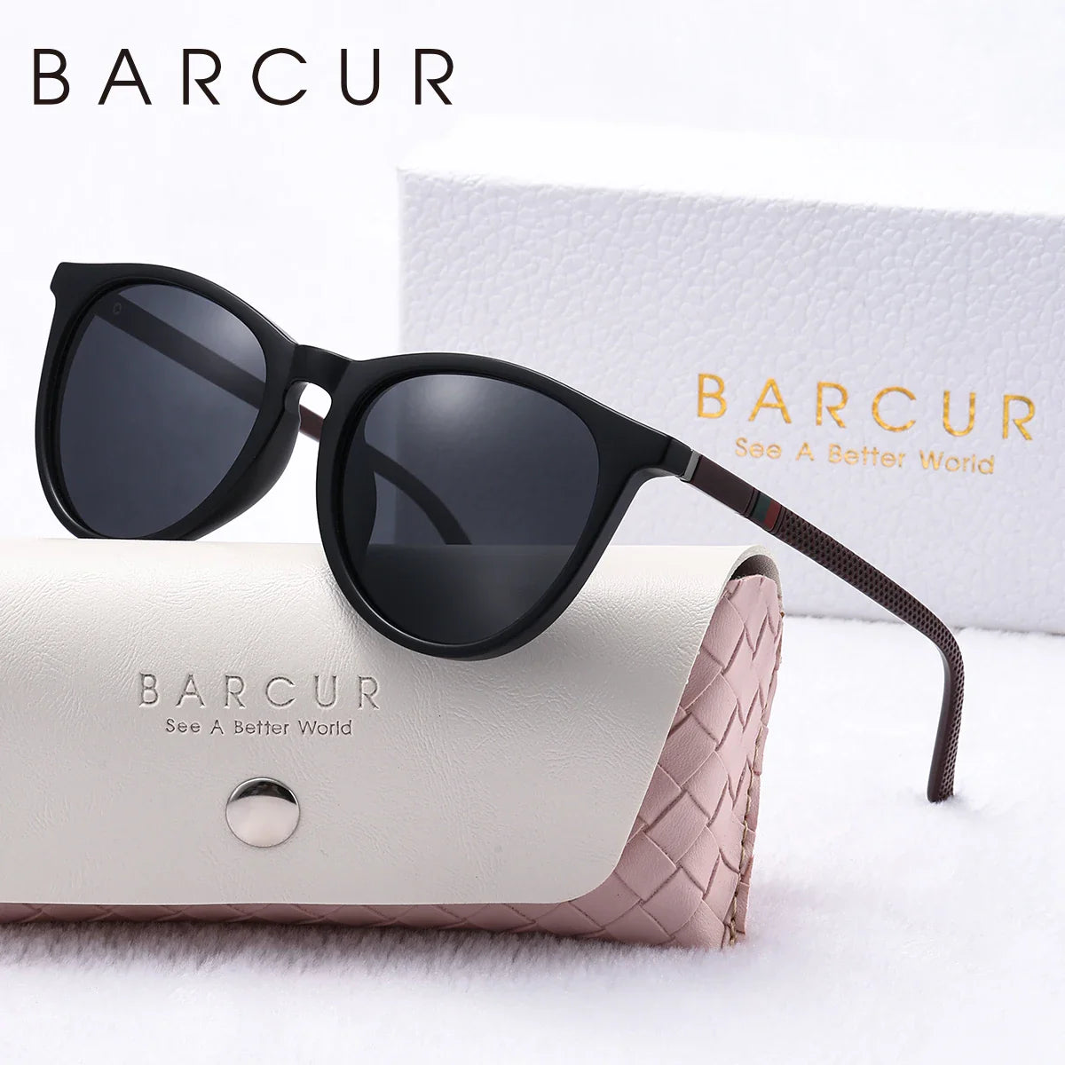 Lunettes de soleil rondes roses BARCUR pour femmes