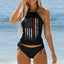Bañador Tankini para Mujeres con Estampado de Bandera Americana