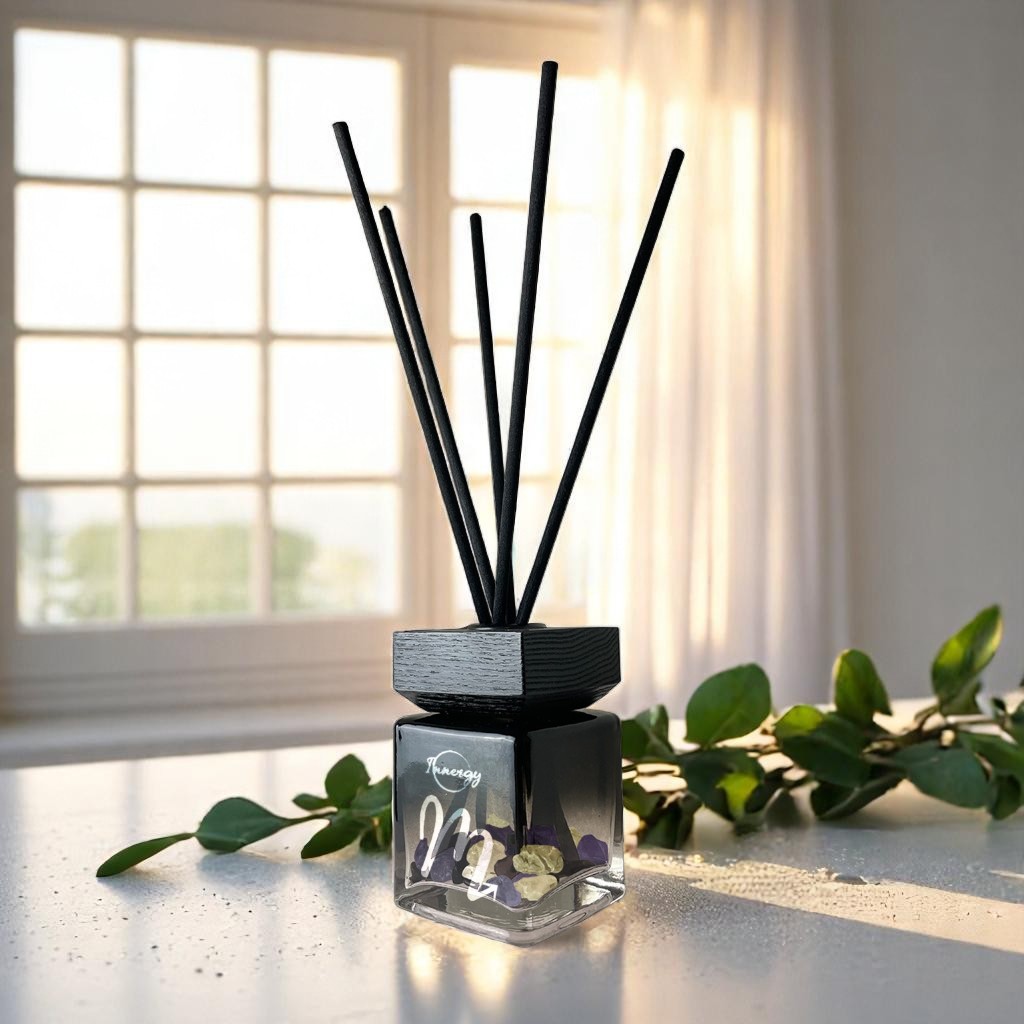 Mystical Scorpio Zodiac Crystal Reed Diffuser - Sea Salt & Eucalyptus, 100ml - Korvel