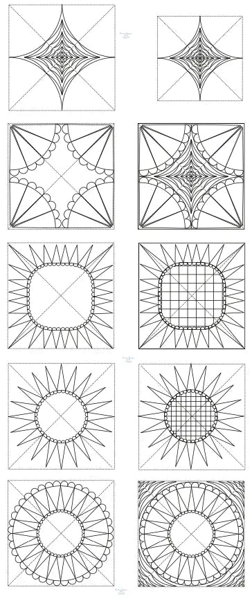 279 Heart and Pineapple Blocks Pantograph by Linda V. Taylor