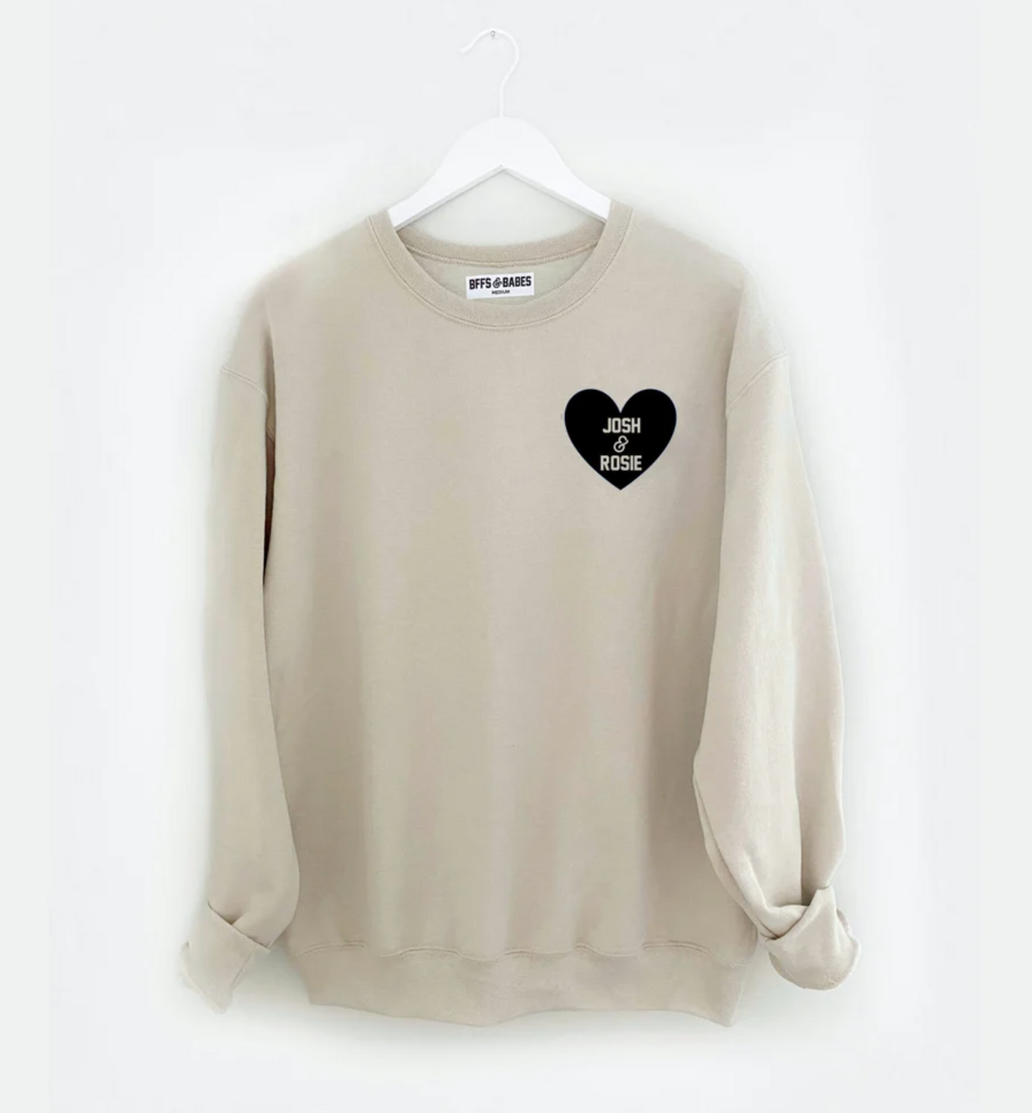 Personalizable Beige Heart Sweatshirt