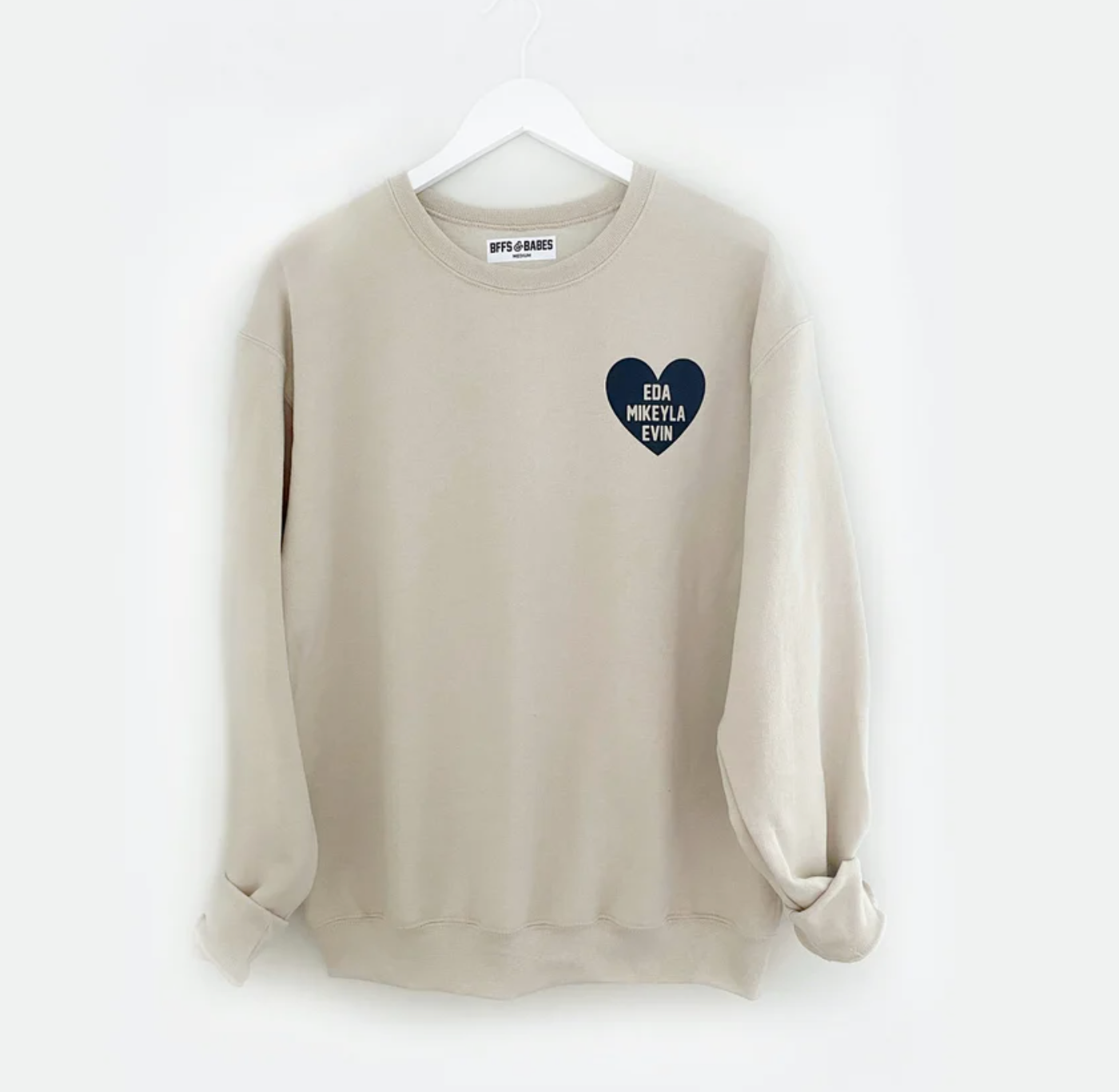 Personalizable Beige Heart Sweatshirt