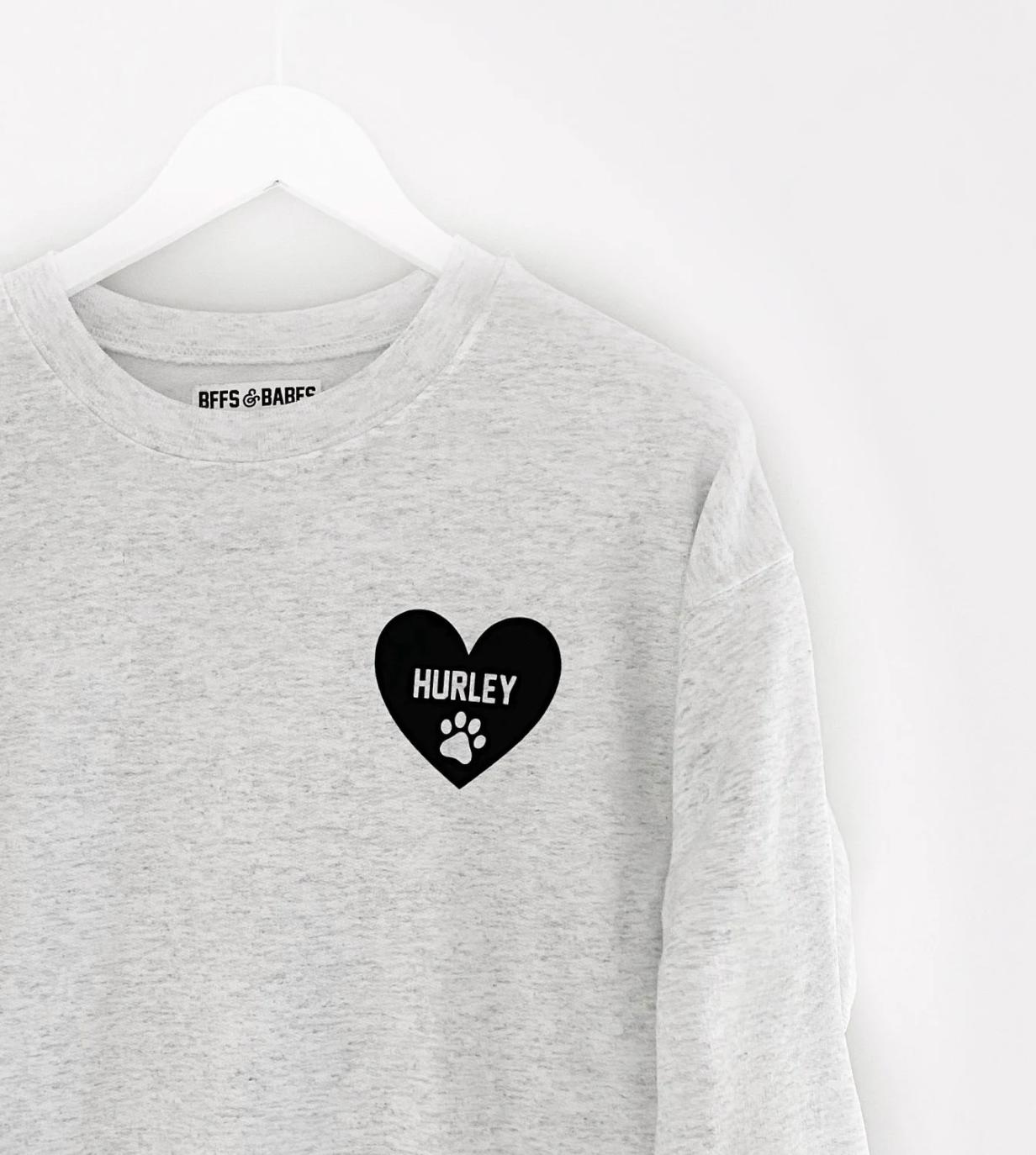 Sweatshirt Heart U Most Gris avec Imprimé de Patte Personnalisé
