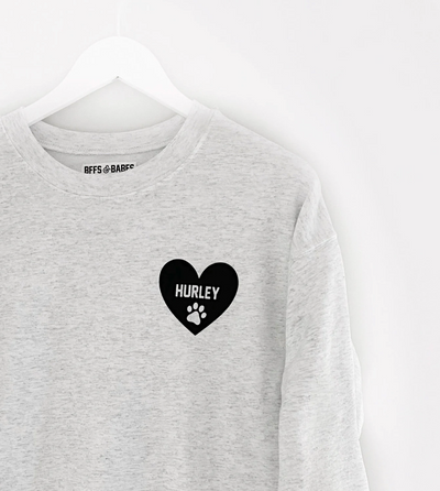 Heart U Most Gray Sweatshirt with Personalized Paw Print