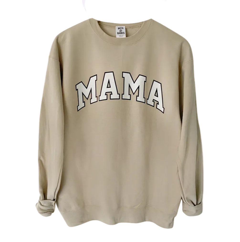 Collegiate Mama Beige Printed Sweatshirt