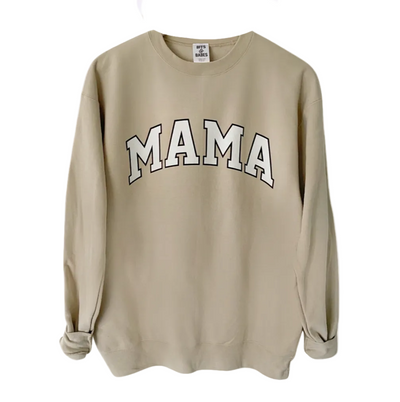 Collegiate Mama Beige Printed Sweatshirt