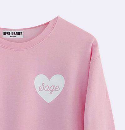 Personalizable Light Pink Heart Sweatshirt