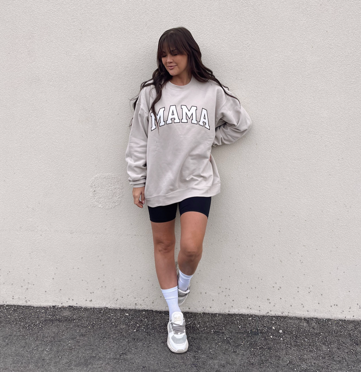 Collegiate Mama Beige Printed Sweatshirt