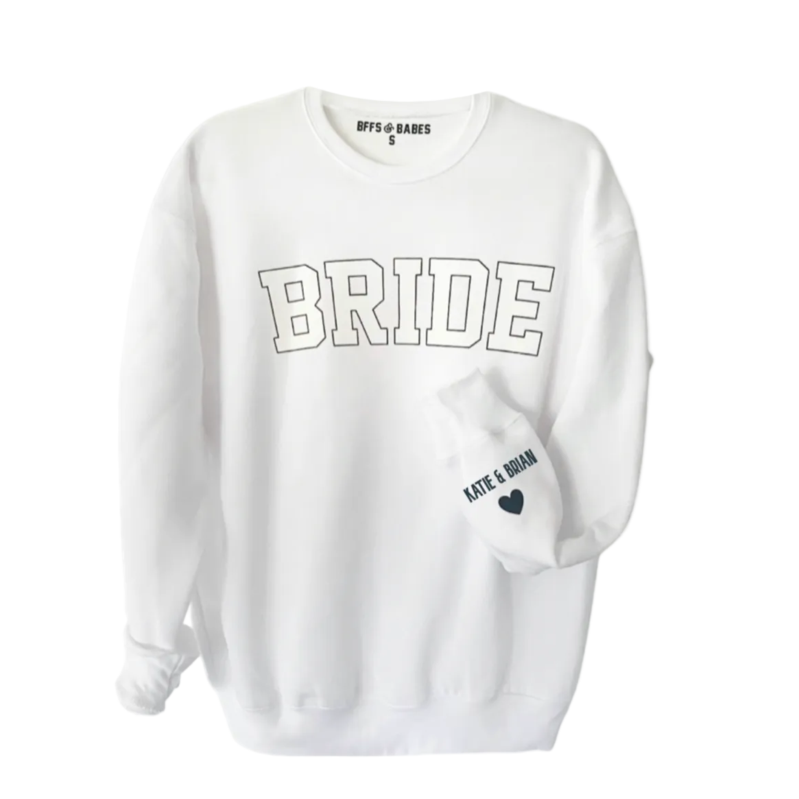 Personalized Bride Sweatshirt with Heart Detail