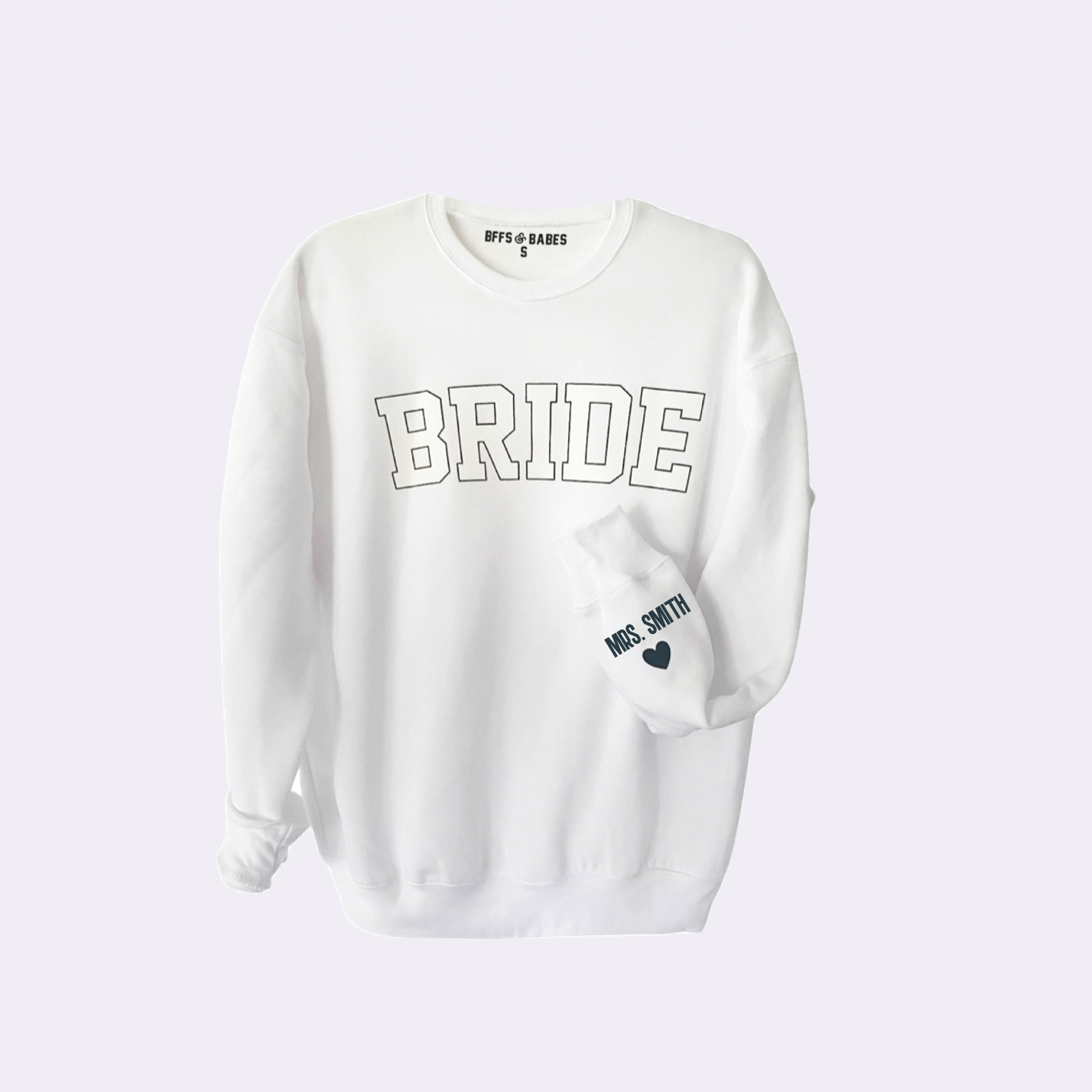 Personalized Bride Sweatshirt with Heart Detail