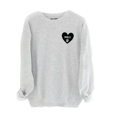 Heart U Most Gray Sweatshirt with Personalized Paw Print