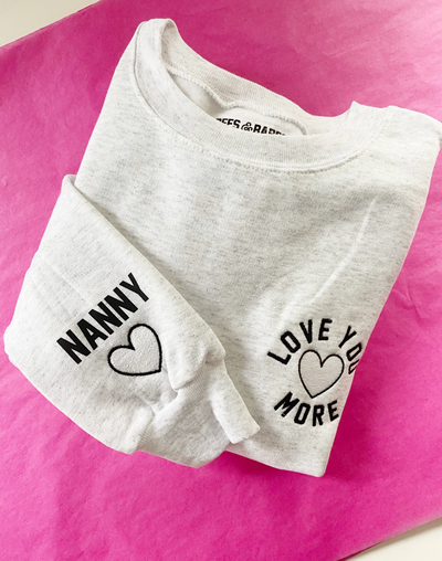 LOVE U MORE Adult Embroidered Sweatshirt