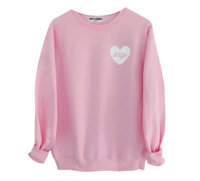 Personalizable Light Pink Heart Sweatshirt