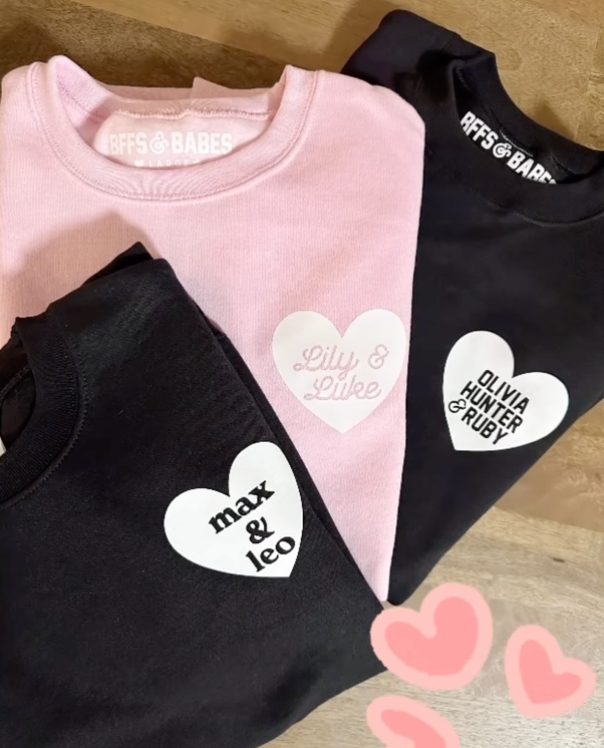 Sudadera Personalizable Rosa Claro con Corazón
