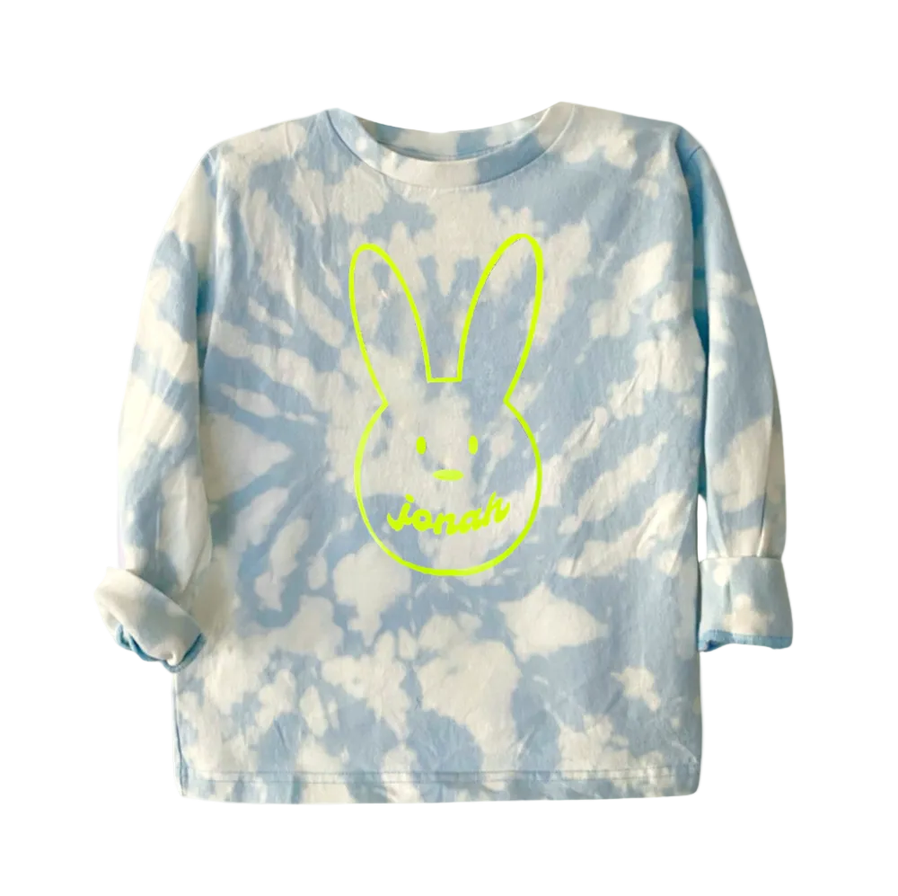 Camiseta de Niños Personalizada con Conejo Tie-Dye