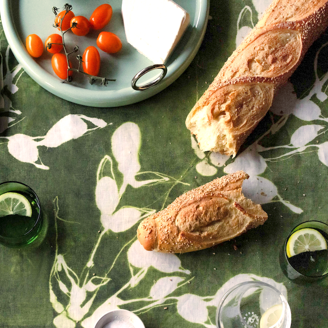 Mantel de mesa con estampado Porto en verde oliva