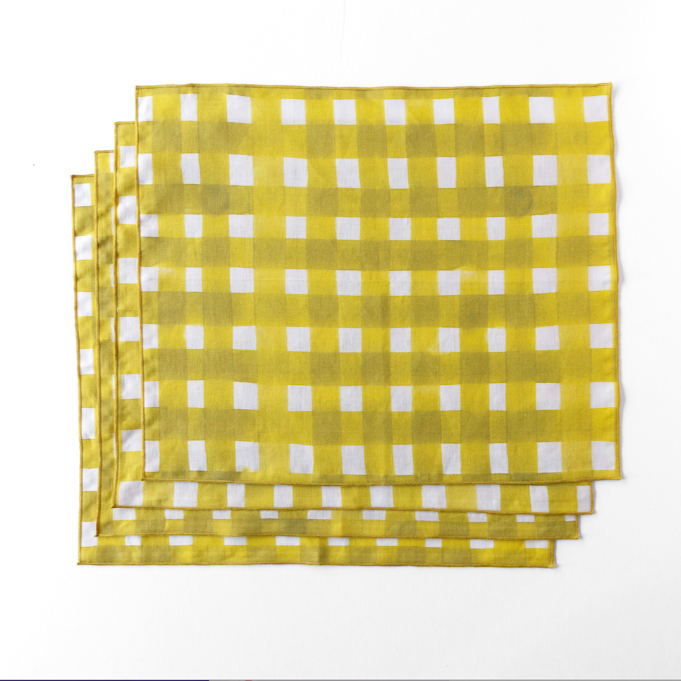 Mantel Individual Amarillo con Diseño de Cruce