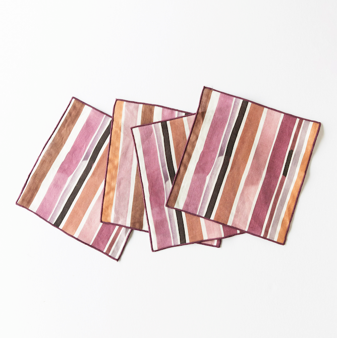 Lisbon Stripe Cocktail Napkin Set - Korvel