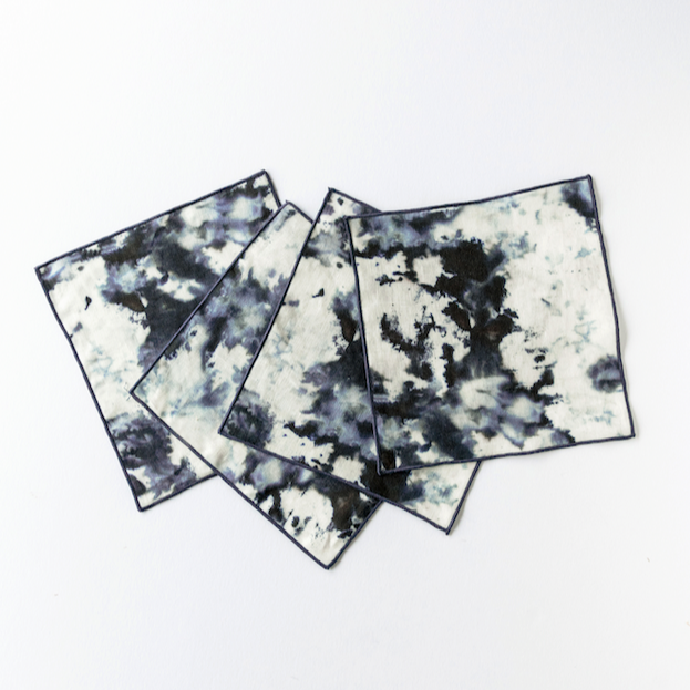Elegant Grey Marble Cocktail Napkins Set