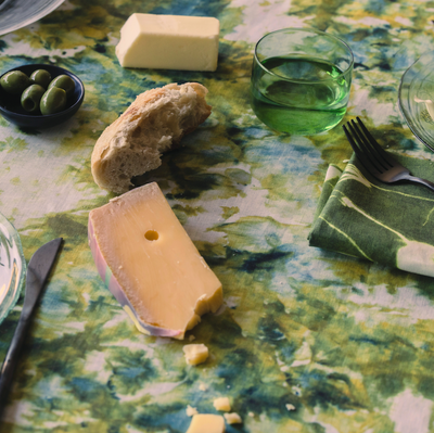 Green Marble Tablecloth - Elegant European Linen