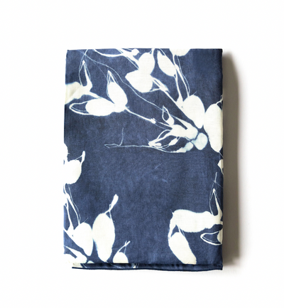 Porto Print Indigo Tablecloth - Elegant European Linen