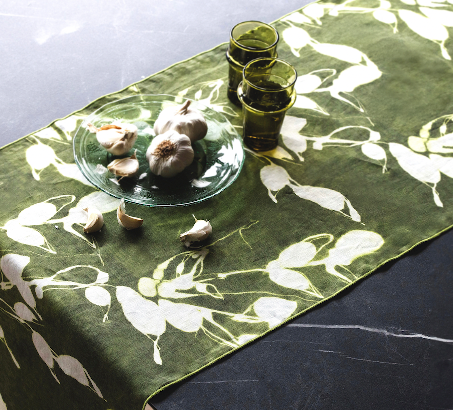Porto Print in Olive Table Runner